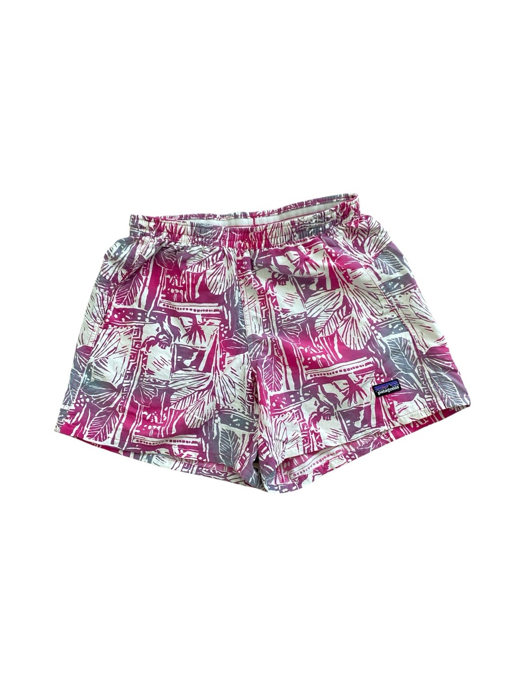 Patagonia Women's Baggies Pink Na Pali Beach Tropical Print Shorts